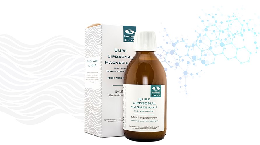 QURE Liposomal Magnesium+ bottle and carton.